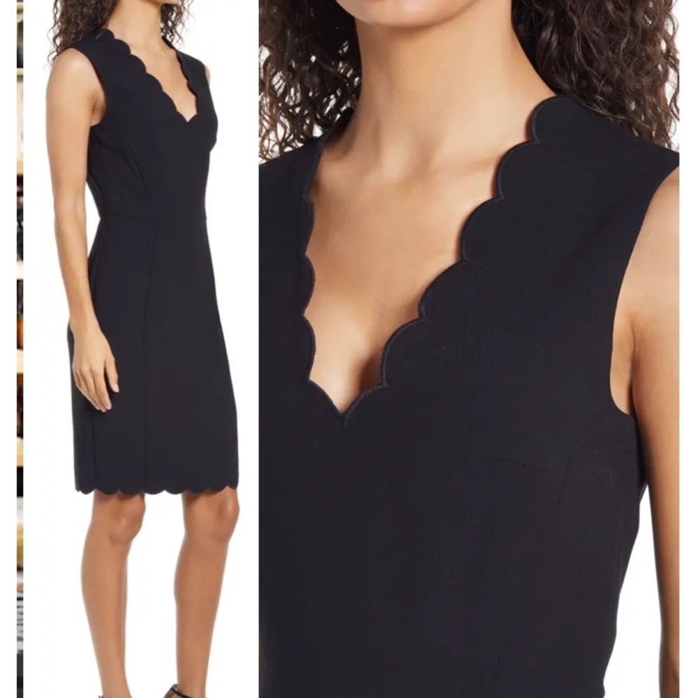 Black scalloped dress, French connection